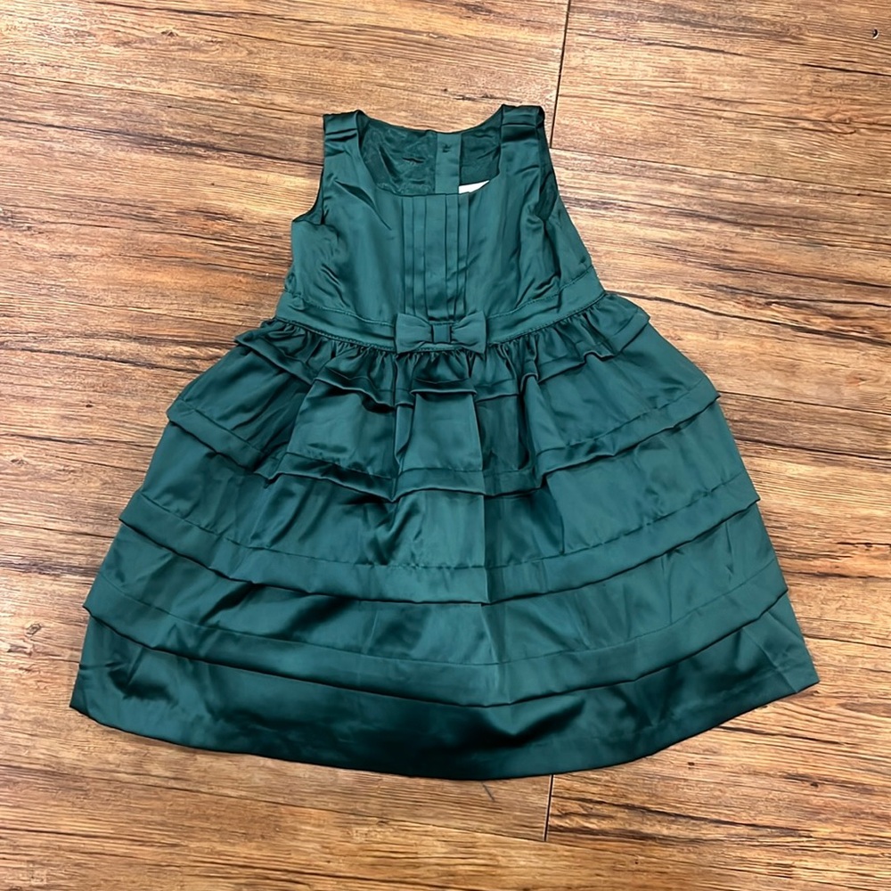 Gymboree Special Occassion Dark Green Satin Christmas Dress 2T